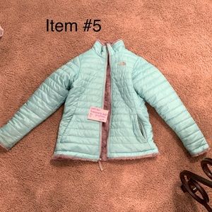 EUC Northface reversible jacket gray/ aqua